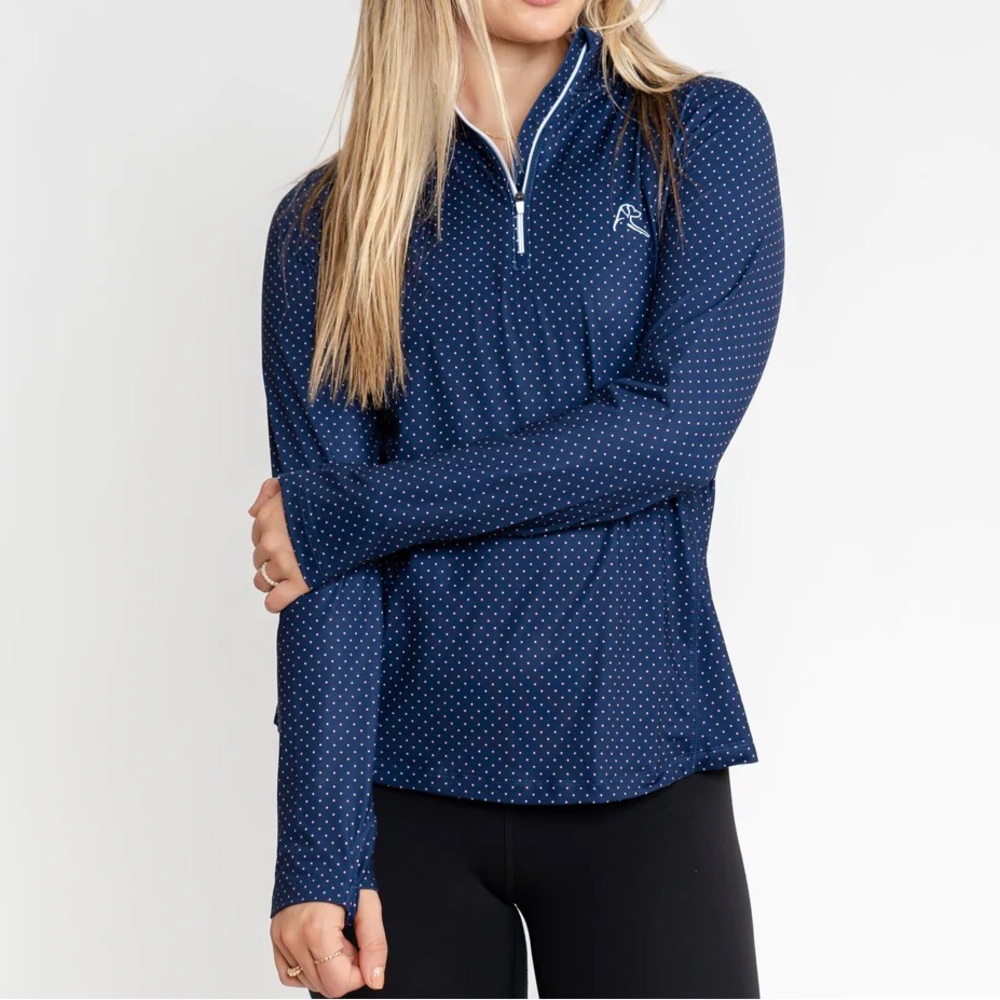 Rhoback Navy Microdot Quarter-Zip Top